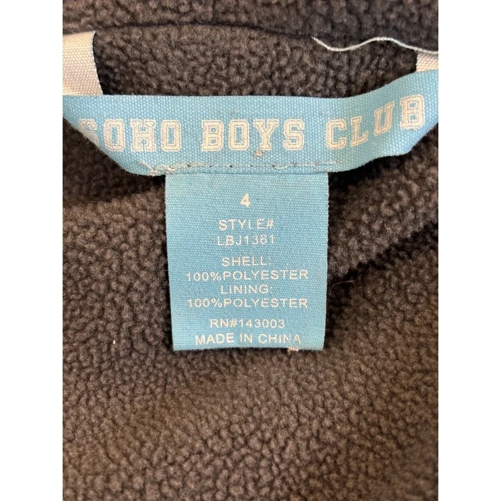 Soho Boys Club Jacket Kids 4 Navy Blue‎ Fleece Lined Roar T-rex Graphic Full Zip